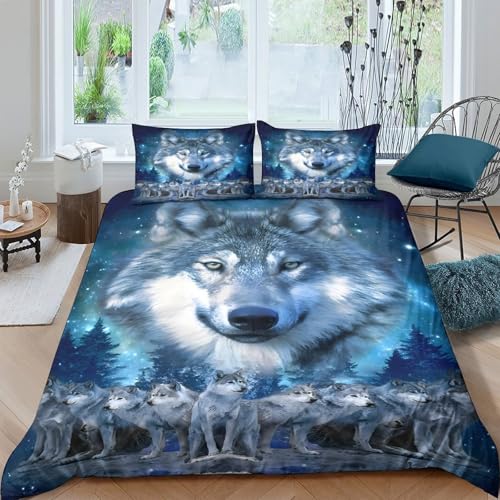 Housse de couette loup hypoallergénique microfibre douce 200x200cm - 4