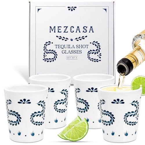 MEZCASA Azul Tequila Shot Glasses — Premium...