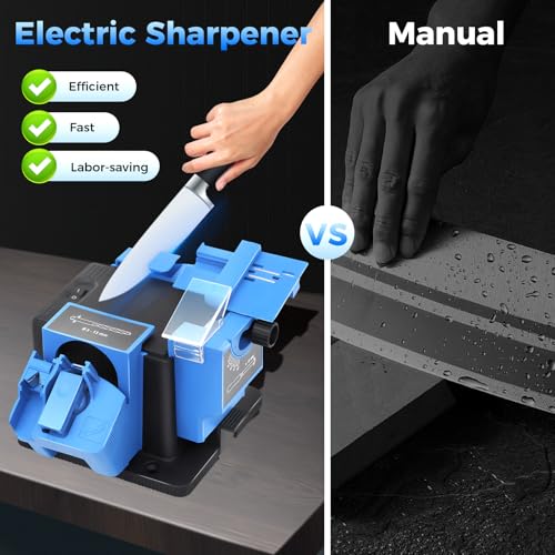 LyeXD 96W 110V Electric Drill Bit Sharpener, Multifunctional Electric Cutte Knife Chisel Scissor Sharpener Household Electric Sharpening Machine Kitchen Knife Sharpener for Home, Restaurant, Blue - Thumbnail 6