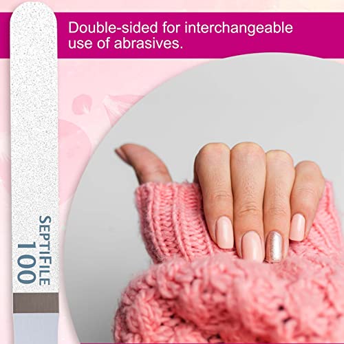 Backscratchers Septifile Stainless Steel Nail File Handle - Double Sided Manicure Buffing And Filing - Washable And Reusable #TOP3