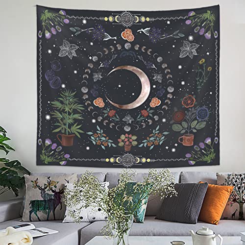50% Off LINICE Boho Plant Moon Phase Wall Tapestry