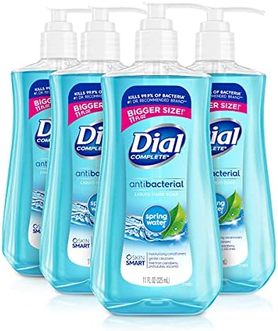 Dial Complete Antibacterial Liquid Hand Soap, Spring Water, 11 fl oz (Pack of 4)