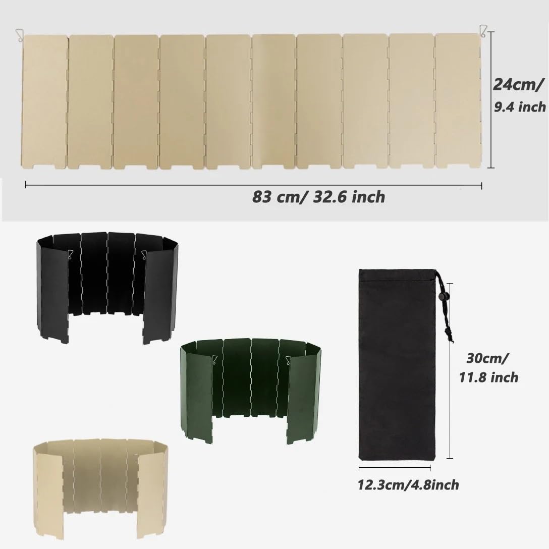 Estufa De Camping Hierro Cuadrada, Parabrisas 10 Placas, Deflector Cocina Plegable for Exteriores, Barrera Ligera Contra Incendios for Senderismo Y Aventura Para camping