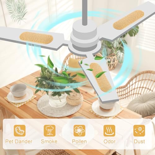Image of Tuanse 25 Pack Ceiling Fan Filters for Blades, Activated Coconut Activated Zeolite Ceiling Fan Air Filter, Stick Air Filter Purifiers for Common Household Contaminants (Beige)