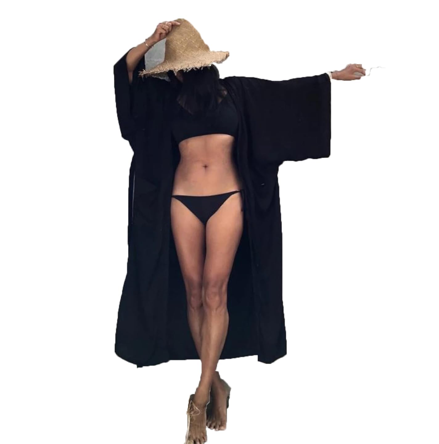 Kimono de plage uni avec ceinture pour femme, 3, taille unique