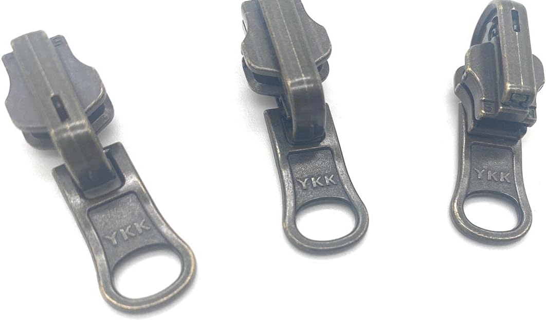 Zipper Repair Kit - #5 YKK Antique Brass Reversible Jacket Sliders with Bottom Stops Included - Choose Your Quantity - Made in The United States (20)