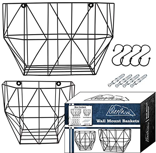 Wire Basket For Storage| Metal Fruit Basket with Hooks & Screws|Wall Storage Metal