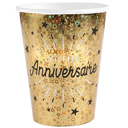 Santex Gobelet fête Joyeux Anniversaire Or métallique (2 Lots de 10) R/6648