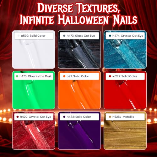 Image of Beetles Halloween Gel Nail Polish Set, 8 Colors Fall Orange Red Purple