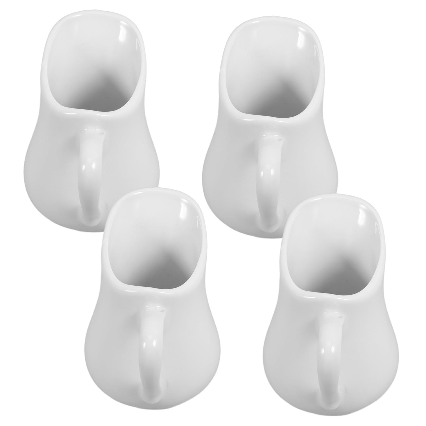 COLLBATH 4pcs Ceramic Milk Jug Syrup Jar Milk Jar Coffee Creamer Pitcher Milk Frother Cup Serving Sauce Pitcher Flavored Creamer Pitcher Small Creamer Pitcher Creamer Pourer Ceramics White