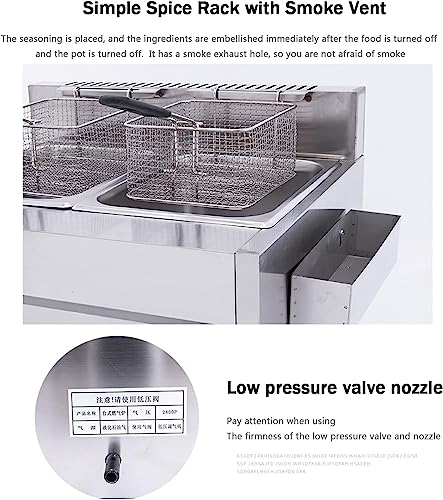 Gasfritteuse, Fritteusenmaschine, gewerbliche Arbeitsplattenfritteuse, doppelte Fritteuse aus Edelstahl, manuelle Einstellung der Temperatur für gewerbliche Restaurantküchengeräte – Bild 6