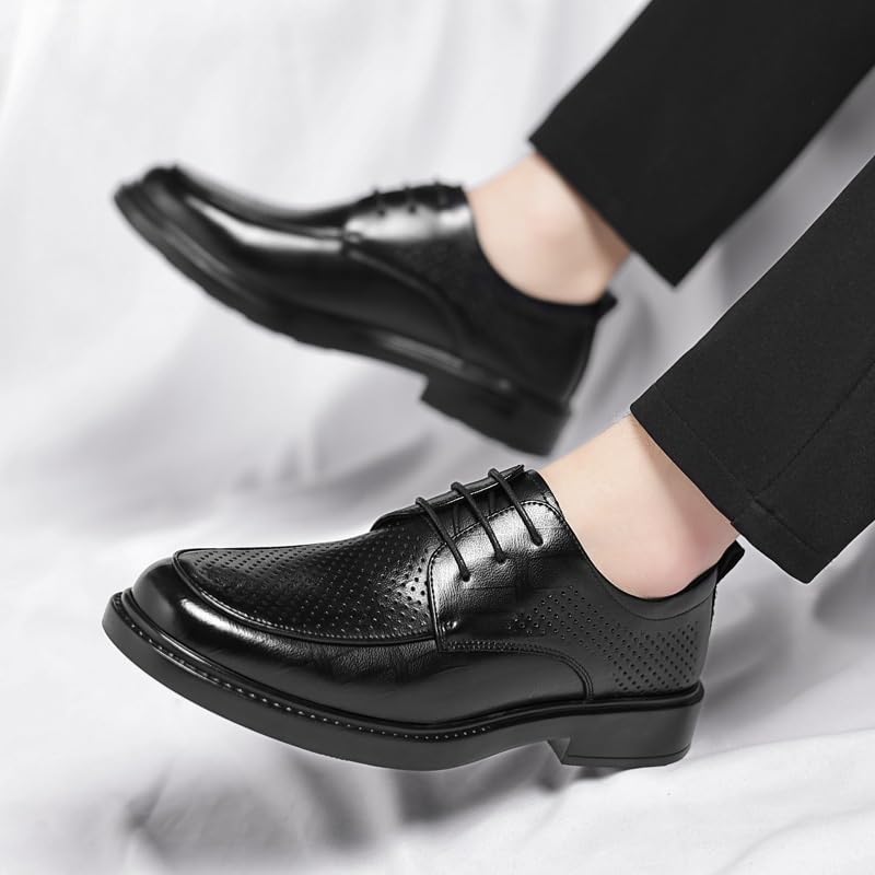 Men's Leather Comfortable Formal Dress Sneaker Lace Up Dress Shoes Men Fashion Classic Pointed Toe Lace Up Low Top Leather Oxfords Shoes2