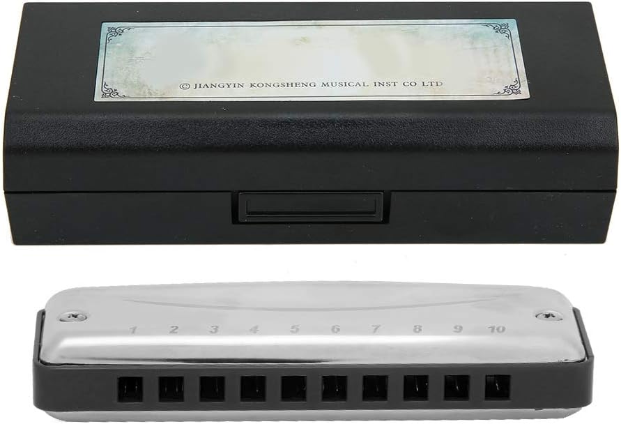 10 Holes G Major Blues Harmonica Stainless Steel ABS Resin Mouth Organ