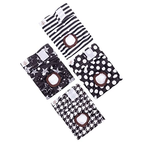 Image of CuteBone Washable Female Dog Diapers 4 Pack Reusable Doggie Heat Diapers for Period FMG01XS