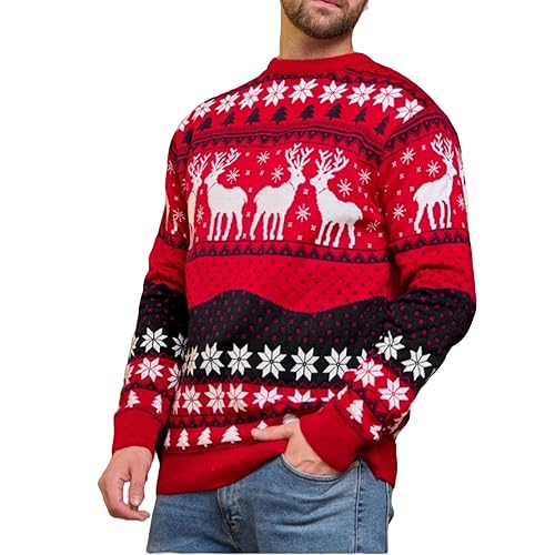 Generisch Strickpullover Herren Weihnachten Pullover Rentier Jacquard...