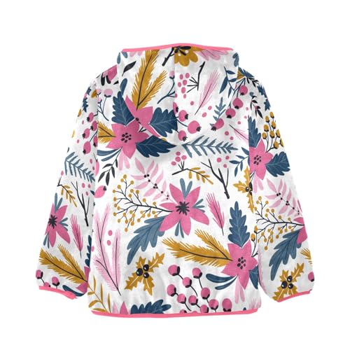 OTVEE Christmas Florals Berry Kids Hoodie Jacket Fall Spring Full Zip Warm Outwear Coat2