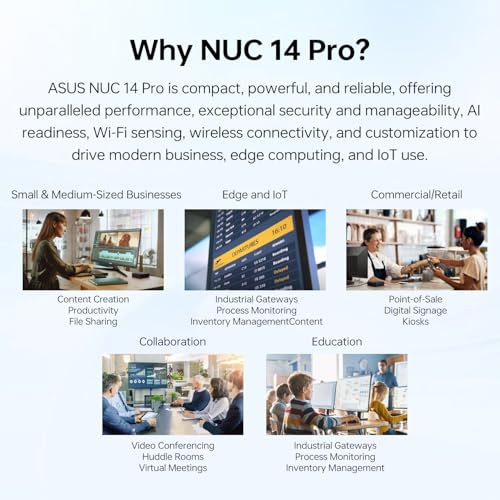 Image of ASUS NUC 14 Pro AI Mini PC, Intel Ultra 7 155H Mini Desktop, 64GB DDR5 RAM, 4TB PCIe SSD, Thunderbolts, HDMI, RJ-45, Wi-Fi 6, Windows 11 Pro, Black, Support AI /8K /Gaming