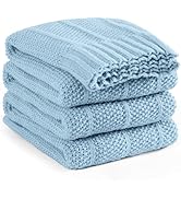 Carriediosa Knit Throw Blanket for Couch 60" X 80" Twin, Soft Cozy Stripe Pattern Cable Knitted T...
