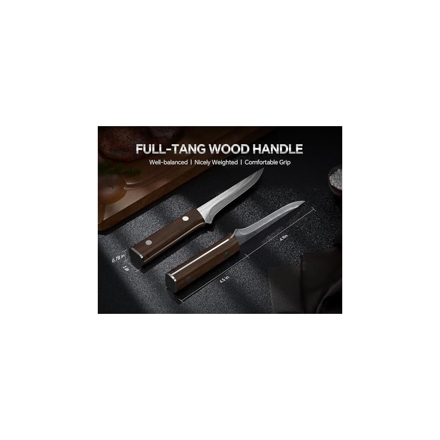 Lvtrupc Steak Knives Set Of 6, 4.9 Inch High-Carbon Japanese Stainless Steel Non-serrated Steak Knife With Wood Handle, Rust Resistant Dinner Knives With Gift Box (Set Of 6)