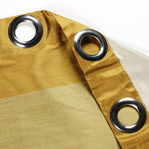 Image of Deco Window Polyester Blackout Striped Opaque Curtains 5 Feet Long Set Of 2, Room Darkening (Eyelet,Yellow, 5Ft) Opaque Curtains For Bedroom And Living Room