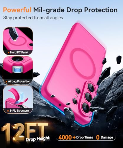 Image of CANSHN Designed for Samsung Galaxy S26 Ultra Case (6.9 inch), Upgraded [Full Camera Protection] [Compatible with Magsafe] [Translucent Matte] Shockproof Protective Phone Cover, Hot Pink