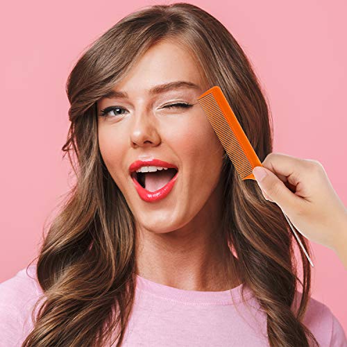 16 Pieces Metal Rat Tail Combs Foiling Comb Pintail Hair Combs Salon Fiber Back Combs For Women Girls Hair Styling At Home (Orange, Rose Red, Red, Light Blue, Purple, Dark Blue, Light Pink And Black) #TOP4