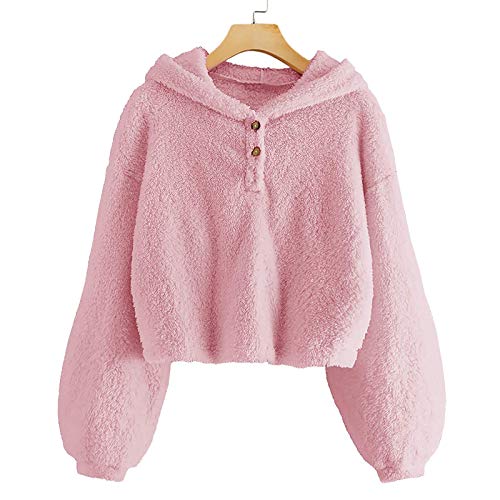 Kids Girl's Fuzzy Hoodies Warm Loose Button Down Pullover 𝐒𝐡erpa Jacket Top Fall Winter Warm Button Down2
