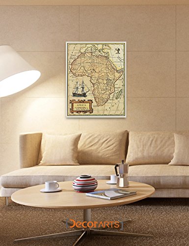 Image of DECORARTS - Large Vintage Africa Map Canvas Wall Art, Antique Historical African Map for Wall Decor, Hand-Stretched Giclee Print, Statement Piece, Handcrafted in USA, 24x30''