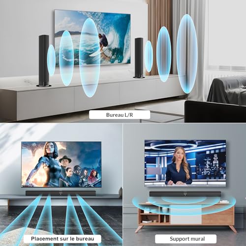 GarageRock Barre de Son pour téléviseurs, Barre de Son 2 en 1 Divisible avec réglage Automatique du Volume, Haut-parleurs stéréo pour téléviseur avec 3 Modes d'égalisation, Bluetooth 5.3, Arc/Opt/AUX – Image 3