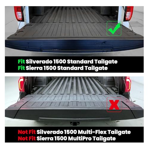 Image of LASFIT Truck Tailgate Mat 2019-2026 for Chevrolet Chevy Silverado & GMC Sierra 1500 (Not Fit Multipro Tailgate & EV & 2019 Limited), All Weather TPE Tailgate Protector Liner (Not Fit Drop-in Liners)
