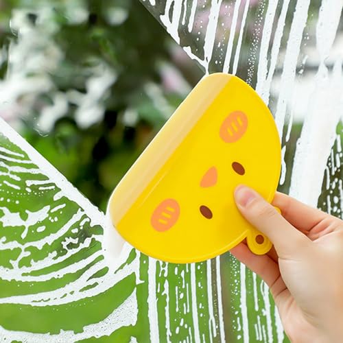 Image of Mini Glass Wiper, Cartoon Shower Squeegee, Small Plastic Squeegee, Window Squeegee, Easy to Clean Window Mirror, Water Scraper for Shower Doors, Window Mirror (Yellow)
