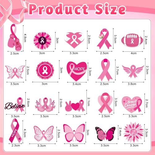 36Pcs Breast Cancer Awareness Pins Acrylic Pink Ribbon Lapel Pins Hope Love Heart Ribbon Brooch Pin for Women Breast Cancer Survivor Support Statement Breast Cancer Awareness Items Accessories2