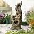 Water Fountain Outdoor 5-Tiers Large Cascading Realistic Tree Trunk Natural Waterfall Outdoor Fountain Resin Imitation Wood with LED Lights for Garden, Patio, Porch