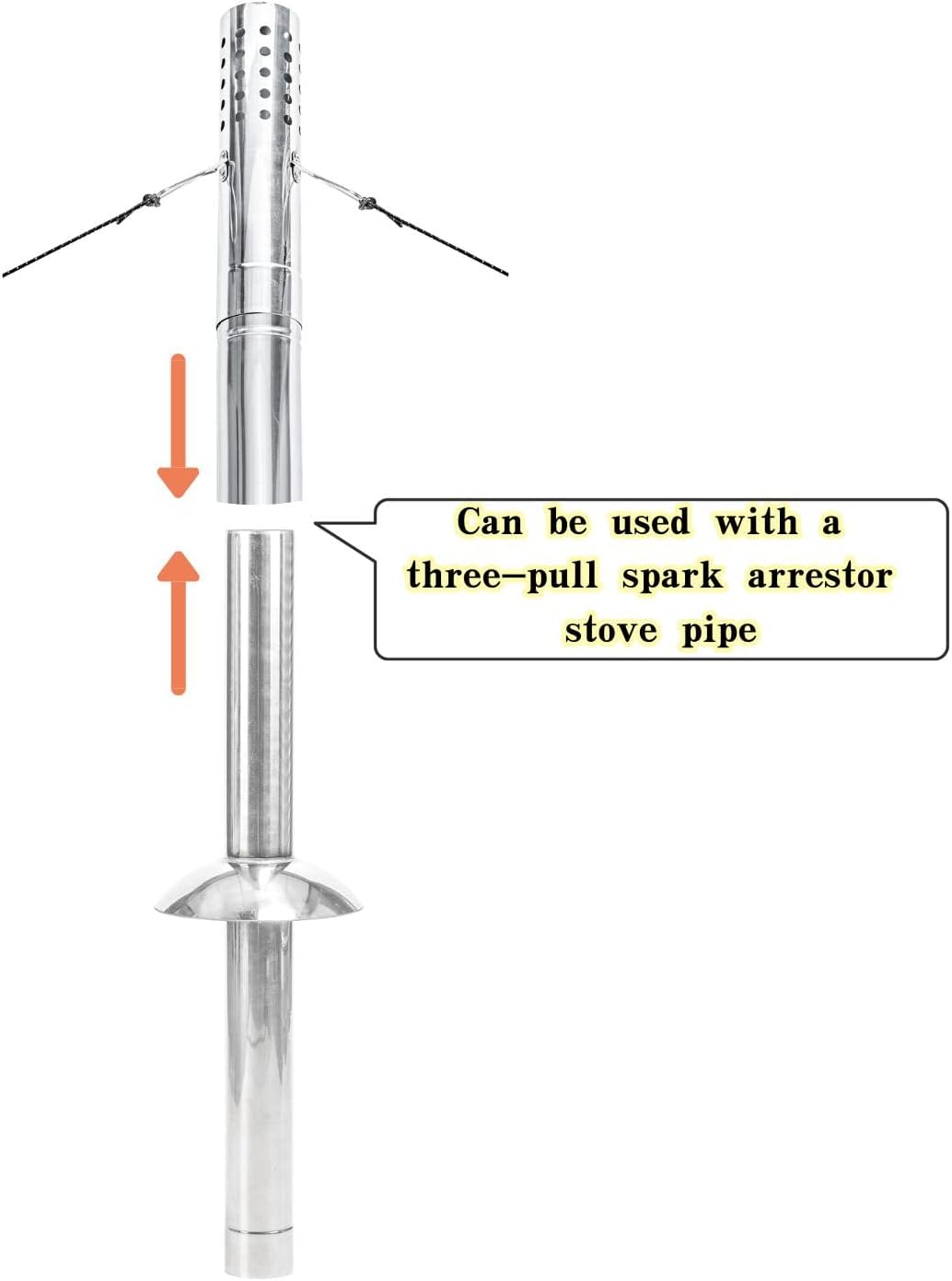 Wood Stove Pipe Rain Cap 2.36 Inch Stainless Steel Chimney Flue Cover for Wood Stoves Hot Tent Camping
