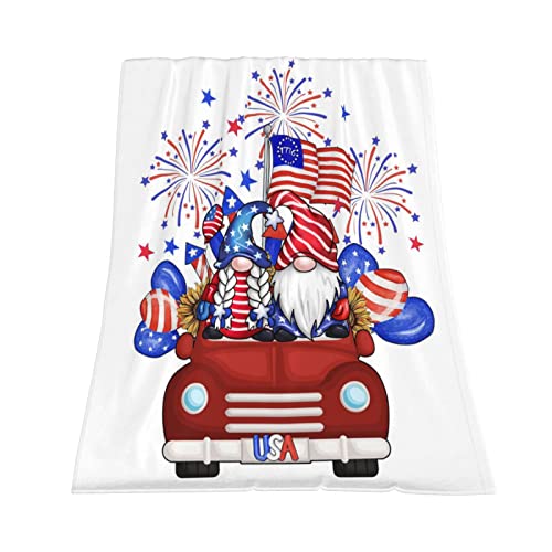 Yuboo Patriotic Gnome Blanket,4Th Of July Gnome With American Flag Truck Throw Blanekt,Memorial Day Gifts,Soft Cozy Blankets For Couch Bed Sofa,4Th Of July Decorations 60X50 Inches #TOP5
