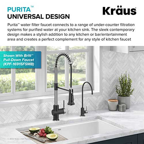Kraus Purita™ Single Handle Drinking Water Filter Faucet For Reverse Osmosis Or Water Filtration System In Spot-Free Stainless Steel/Matte Black, Ff-100Sfsmb #TOP1