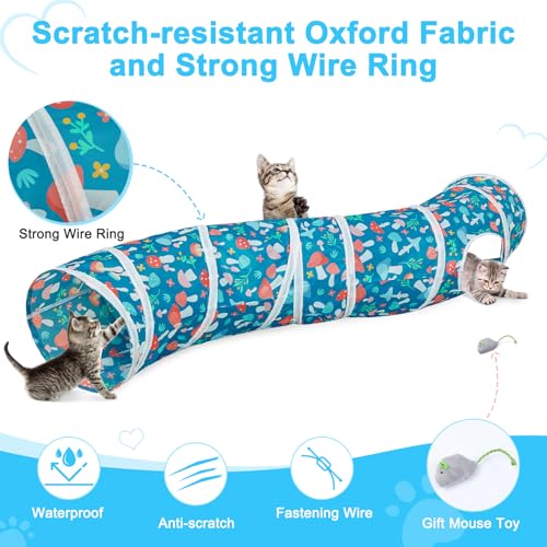 Image of Glittme Cat Tunnel, Cat Tunnels for Indoor Cats, S-Shape Peekaboo Cat Cave with Cat Toys, Foldable Cat Tubes and Tunnels for Cats, Rabbit, Puppy, Guinea Pig