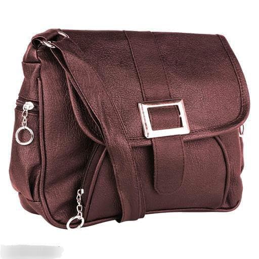 Women's Faux Leather Sling Bag, BROWN, Crossbody Style, Multiple Pockets-picture-14