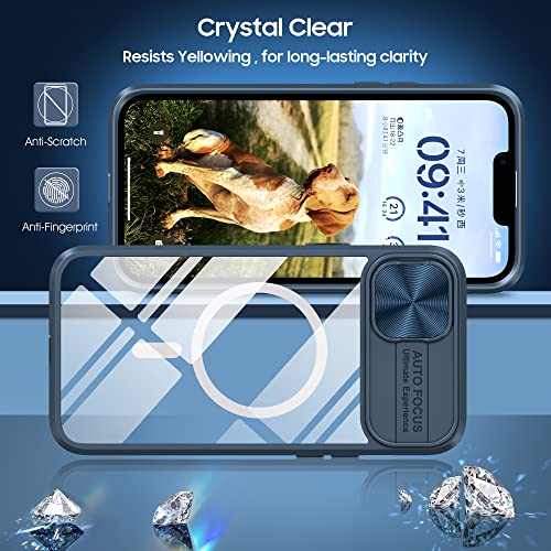 Coque iPhone 13 Pro compatible MagSafe transparente robuste et bleue