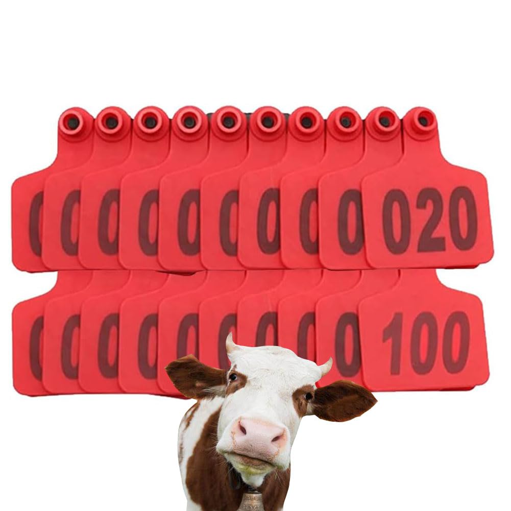 100 pièces étiquettes d'oreille de bétail étiquettes de vache numérotées 001-1000, étiquette d'oreille d'animal de bétail étiquette d'oreille d'identification animale pour moutons bovins chèvres porcs