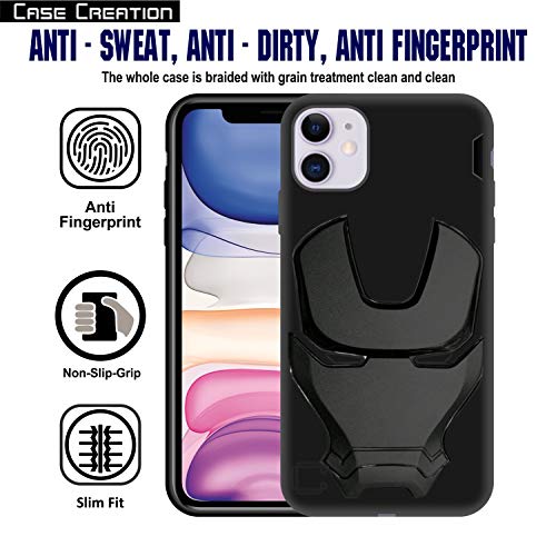 Image of COVERLY Official 3D Touch Feel Trending Avengers Logo Mask Soft Rugged Grip Silicone Iron Man Super Power Cartoon Movie Engraved Silicone Matte Back Cover for Apple iPhone 12 Pro - Black