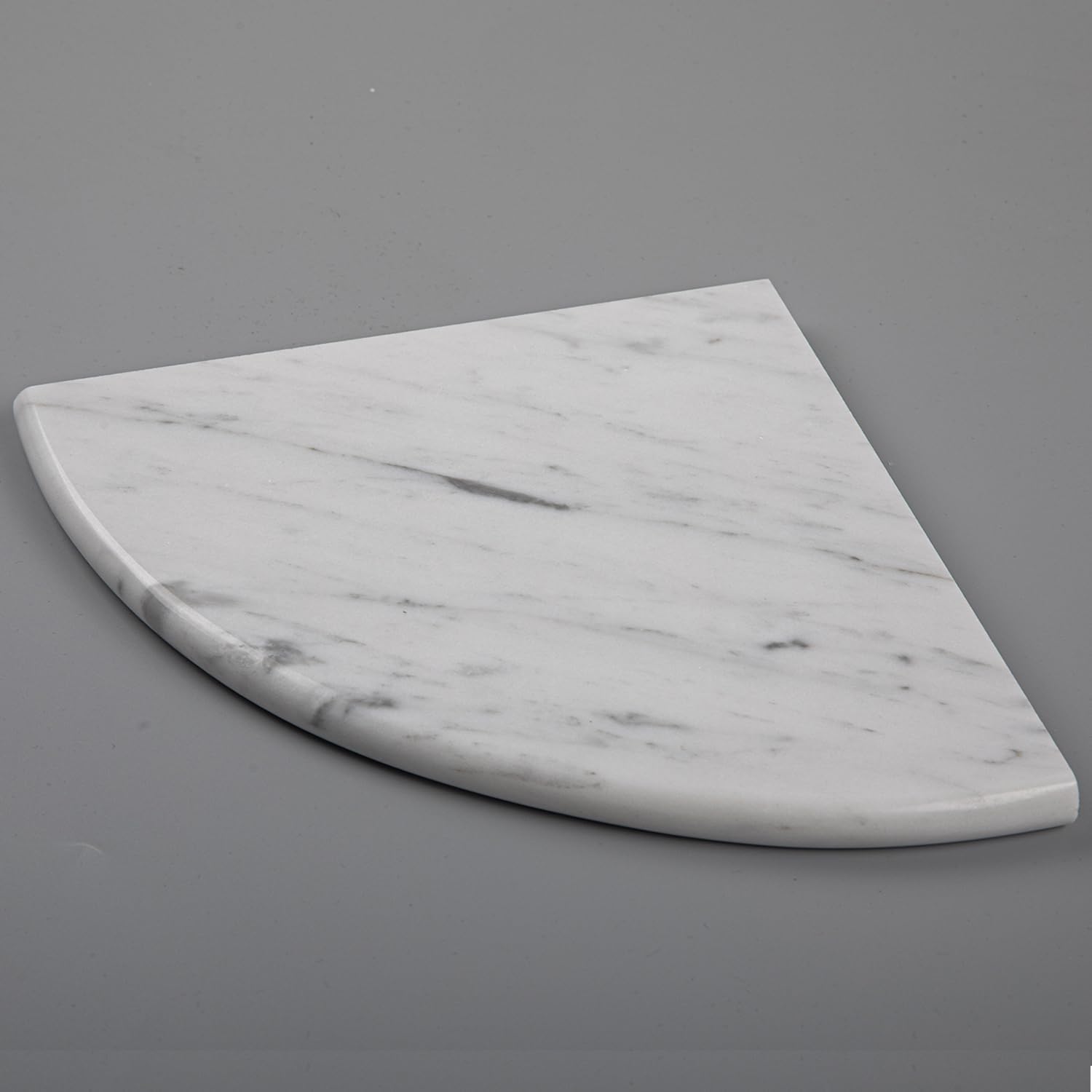 Lovdeco 2 Pcs Carrara Marble Corner Shower Shelf, Polished 9" Round Edge Corner Shelves for Bathroom, Shower, 2 Piece
