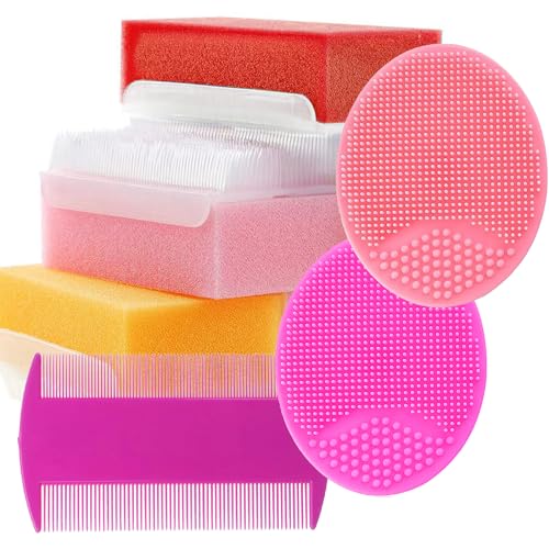 Image of Baby Bath Sponges for Newborns - Baby Cradle Cap Brush - Cradle Cap Comb for Babies (Pack of 6) (Mixed Color A)