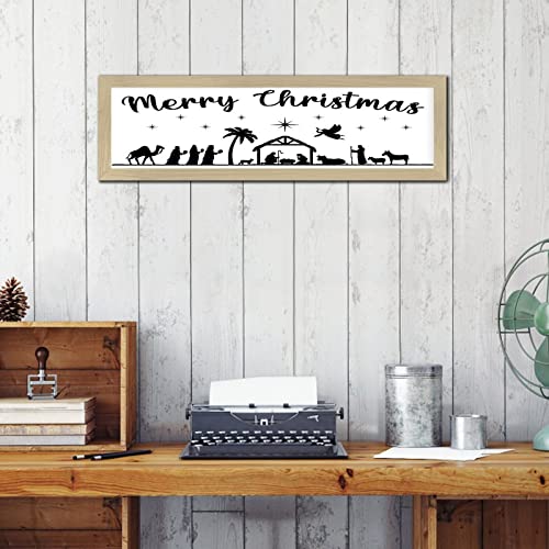 Panneau mural Merry Christmas en bois à offrir pour une déco religieuse rétro