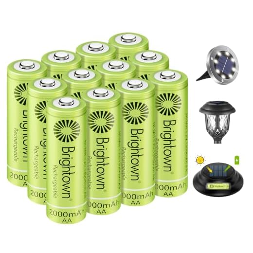 Brightown 12-Pack Rechargeable AA Batteries Pre-Charged, NiMH 1.2V 1300mAh High Capacity Double A Rechargeable Batteries for Solar Lights and Household Devices, Recharge up to 1200 Cycles