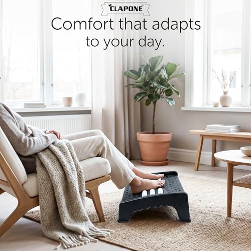 Image of Foot Rest for Office Chair with Acupressure Points & Roller | Under Desk Footrest for Office Table, Home, Sofa & Work Desk Under Desk Footrest with Acupressure & Roller (Black, Foot Rest)
