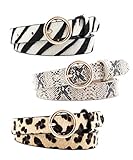 CRIZAN Womens Vintage Snake Leopard Leather Waist Jeans Belt Dress Belts With Alloy Buckle Set For W