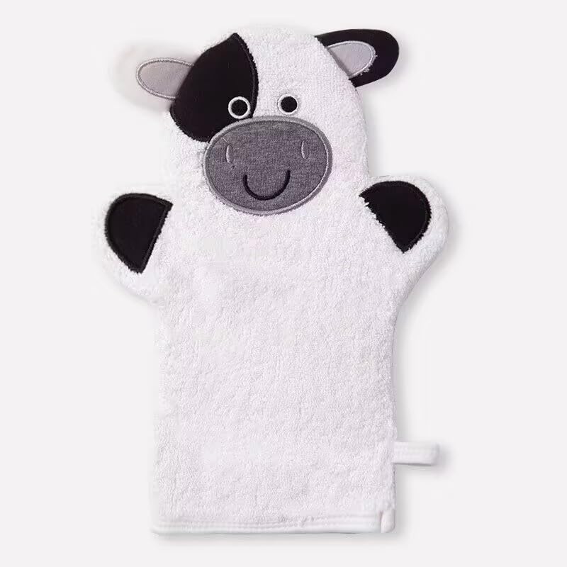 JN&amp;LULU Organics Bath Mitt Bath Cotton and Soft Scrub Bathing Loofah Shower Gifts (Cow)