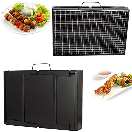 Parrilla de carbón portátil de 13.78 pulgadas, plegable, para barbacoa, rejilla de alambre, parrillas de carbón portátiles para el hogar para asar al aire libre 9