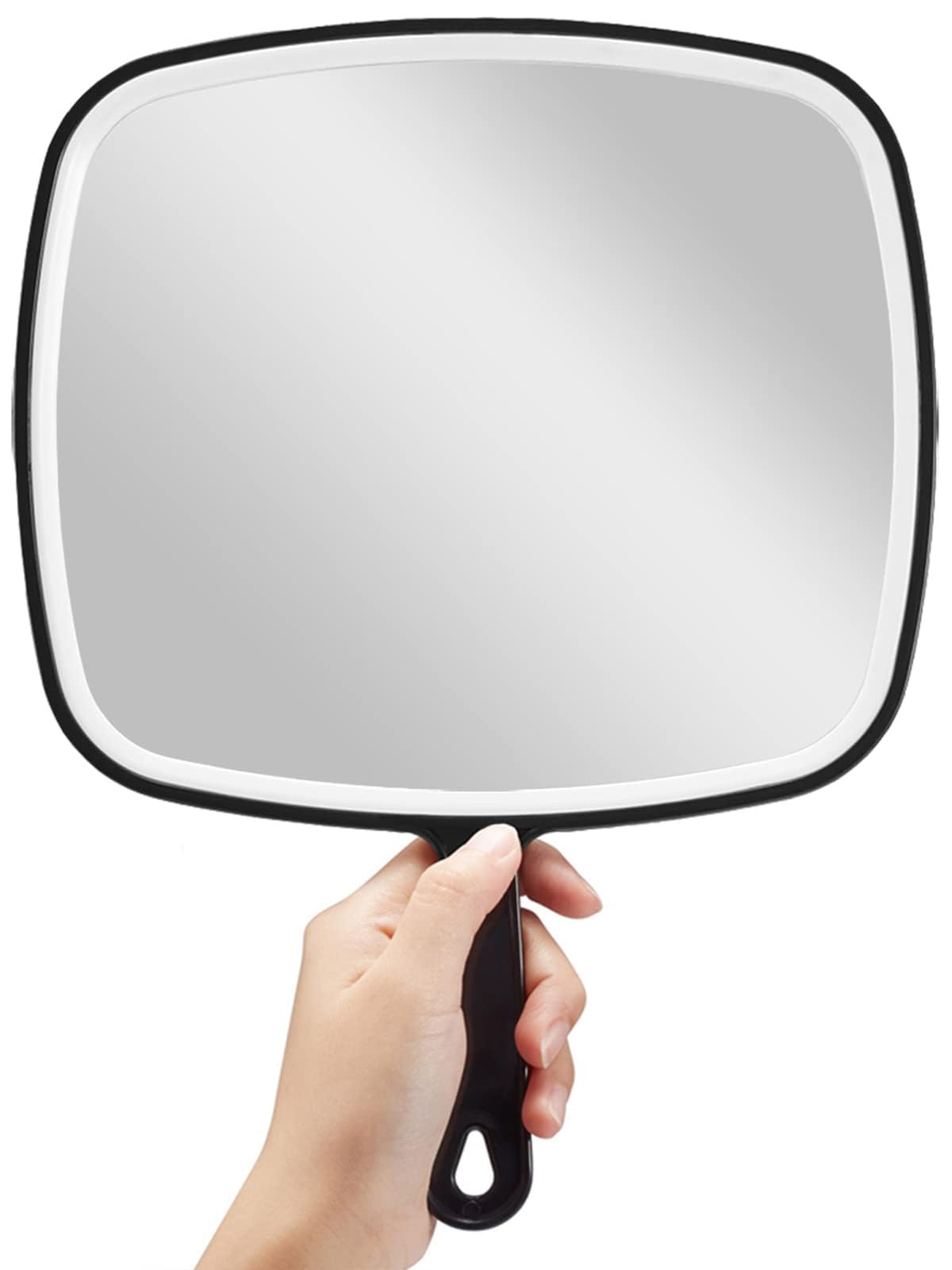 Photo 1 of OMIRO Hand Mirror, Extra Large Black Handheld Mirror with Handle, 12.4" L x 9" W